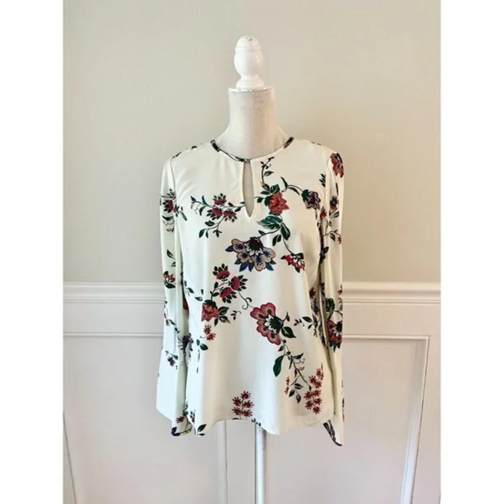 Floral Long Sleeve Blouse - White